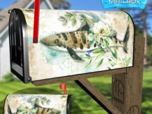 Vintage Shark and Flowers Decorative Rural Farm Mailbox Cover