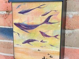 Magical Flying Whales Colonial Mailbox Cover