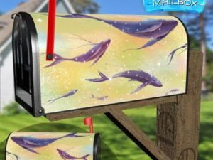 Magical Flying Whales Decorative Rural Farm Mailbox Cover