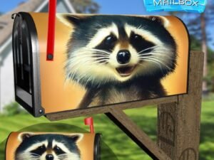 Adorable Smiling Raccoon Decorative Rural Farm Mailbox Cover