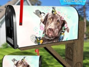 Funny Dog with Birds Decorative Rural Farm Mailbox Cover