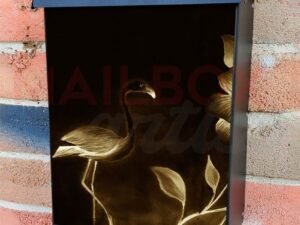 Sepia Style Flamingo and Tropical Flowers Colonial Mailbox Cover