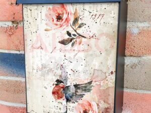 Vintage Robin and Roses #2 Colonial Mailbox Cover