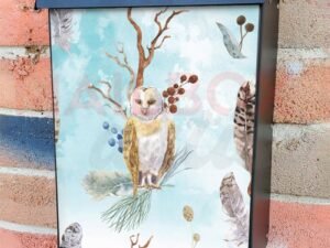 Owl with Feathers Colonial Mailbox Cover