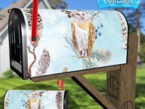 Owl with Feathers Decorative Rural Farm Mailbox Cover