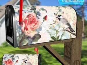 Vintage Bird and Roses #2 Decorative Rural Farm Mailbox Cover