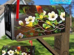 Pretty Bird on a Blooming Tree Decorative Rural Farm Mailbox Cover