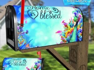 Beautiful Peacock and a Flowers Decorative Rural Farm Mailbox Cover