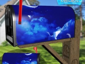 Midnight Moon Cranes Decorative Rural Farm Mailbox Cover