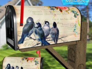 Vintage Birds and Roses #2 Decorative Rural Farm Mailbox Cover