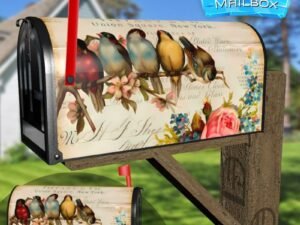 Vintage Birds and Roses #1 Decorative Rural Farm Mailbox Cover