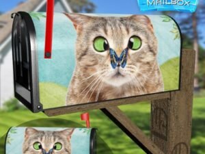 Adorable Kitten and a Butterfly Decorative Rural Farm Mailbox Cover
