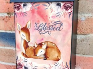 Cute Baby and Mama Deer Colonial Mailbox Cover