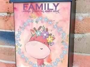 Cute Giraffe with Flowers Colonial Mailbox Cover