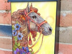 Beautiful Arabic Horse with Flowers Colonial Mailbox Cover