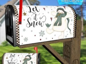 Country Snowman with Stars Decorative Rural Farm Mailbox Cover