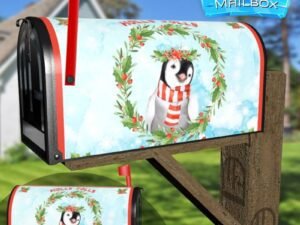 Holly Jolly Christmas Penguin Decorative Rural Farm Mailbox Cover