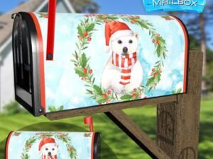 Holly Jolly Christmas Polar Bear Decorative Rural Farm Mailbox Cover