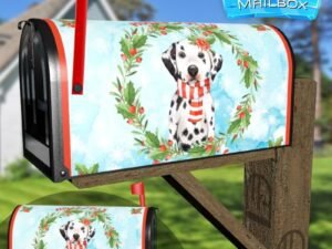 Holly Jolly Christmas Dalmatian  Decorative Rural Farm Mailbox Cover