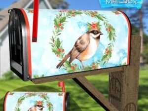 Holly Jolly Christmas Bird Decorative Rural Farm Mailbox Cover