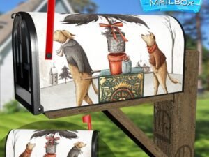 Vintage Christmas Dogs #1 Decorative Rural Farm Mailbox Cover
