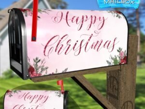 Happy Christmas Poinsettias  Decorative Rural Farm Mailbox Cover