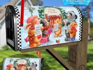 Christmas Carol with Bunny and Friends Decorative Rural Farm Mailbox Cover