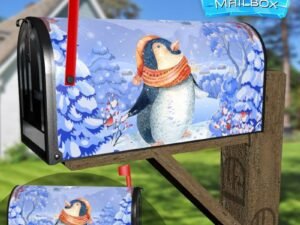 Curious Christmas Penguin Decorative Rural Farm Mailbox Cover