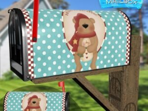 Teddy Bear is Waiting for Christmas  Decorative Rural Farm Mailbox Cover