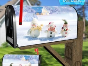 Three Smiling Snowmen Decorative Rural Farm Mailbox Cover