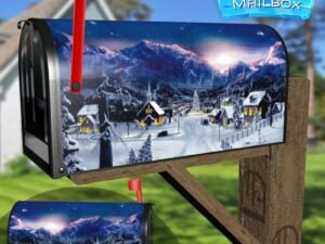 Christmas Town and Falling Stars Decorative Rural Farm Mailbox Cover