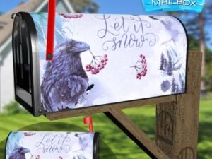 Winter Raven Decorative Rural Farm Mailbox Cover