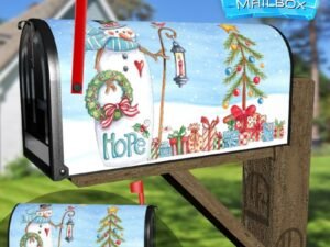 Snowman, Cardinal and Christmas Tree Decorative Rural Farm Mailbox Cover
