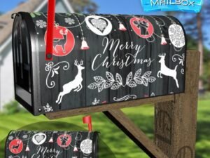 Christmas Deer and Ornaments Decorative Rural Farm Mailbox Cover