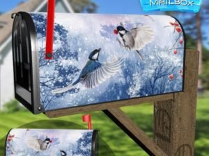 Two Little Winter Birds Decorative Rural Farm Mailbox Cover