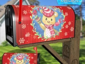 Teddy Bear Christmas Greeting Decorative Rural Farm Mailbox Cover