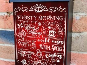 Cute Christmas Word-Art Colonial Mailbox Cover