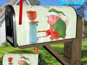 Piglet's Christmas Baking Decorative Rural Farm Mailbox Cover