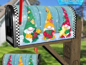 Three Christmas Gnomes Decorative Rural Farm Mailbox Cover