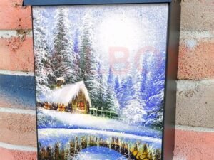 Christmas Morning in the Forest Cottage Colonial Mailbox Cover