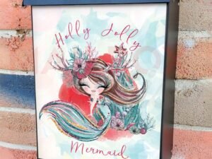 Holly Jolly Christmas Mermaid Colonial Mailbox Cover