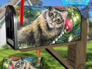 Kitten and the Christmas Tree #4 Decorative Rural Farm Mailbox Cover