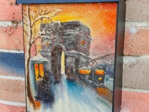 Snowfall in the City Colonial Mailbox Cover