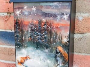 Little Girl and a Fox Colonial Mailbox Cover