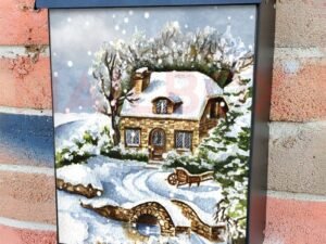 Riverside Cottage in the Winter Colonial Mailbox Cover