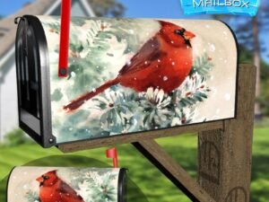 Pretty Christmas Cardinal Decorative Rural Farm Mailbox Cover