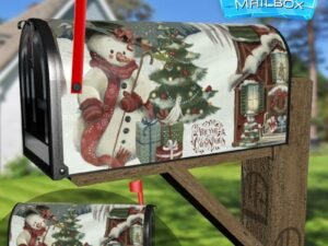 Beautiful Christmas Tale with a Snowman Decorative Rural Farm Mailbox Cover