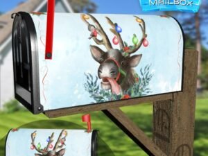 Cute Christmas Reindeer Decorative Rural Farm Mailbox Cover