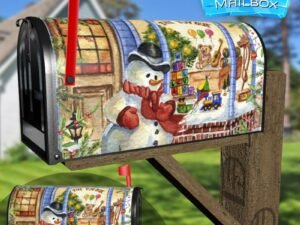 Victorian Toy Store and Snowman Decorative Rural Farm Mailbox Cover