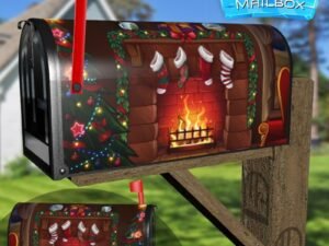 Cozy Fireplace Decorative Rural Farm Mailbox Cover